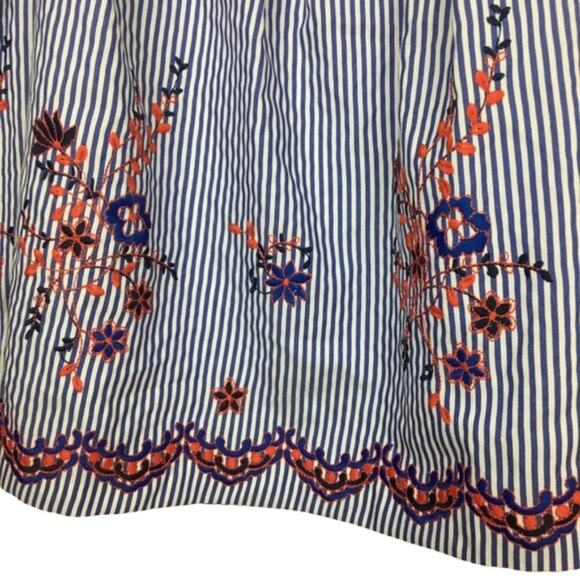 Nine‎ West Seersucker Striped Pleated Embroidered Skirt Plus Size 16 - Picture 5 of 11